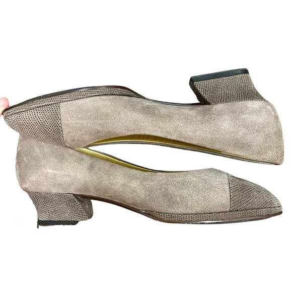 Bruno Magli Taupe Suede & Leather Cap Toe Pumps – Size 7.5B – Made in Italy - Picture 2 of 8
